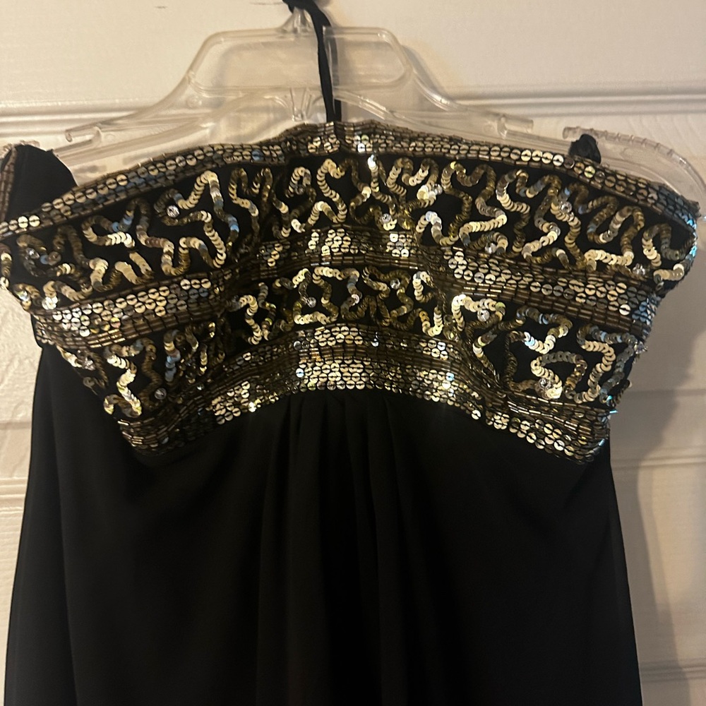 Chadwick strapless black sequined dress.